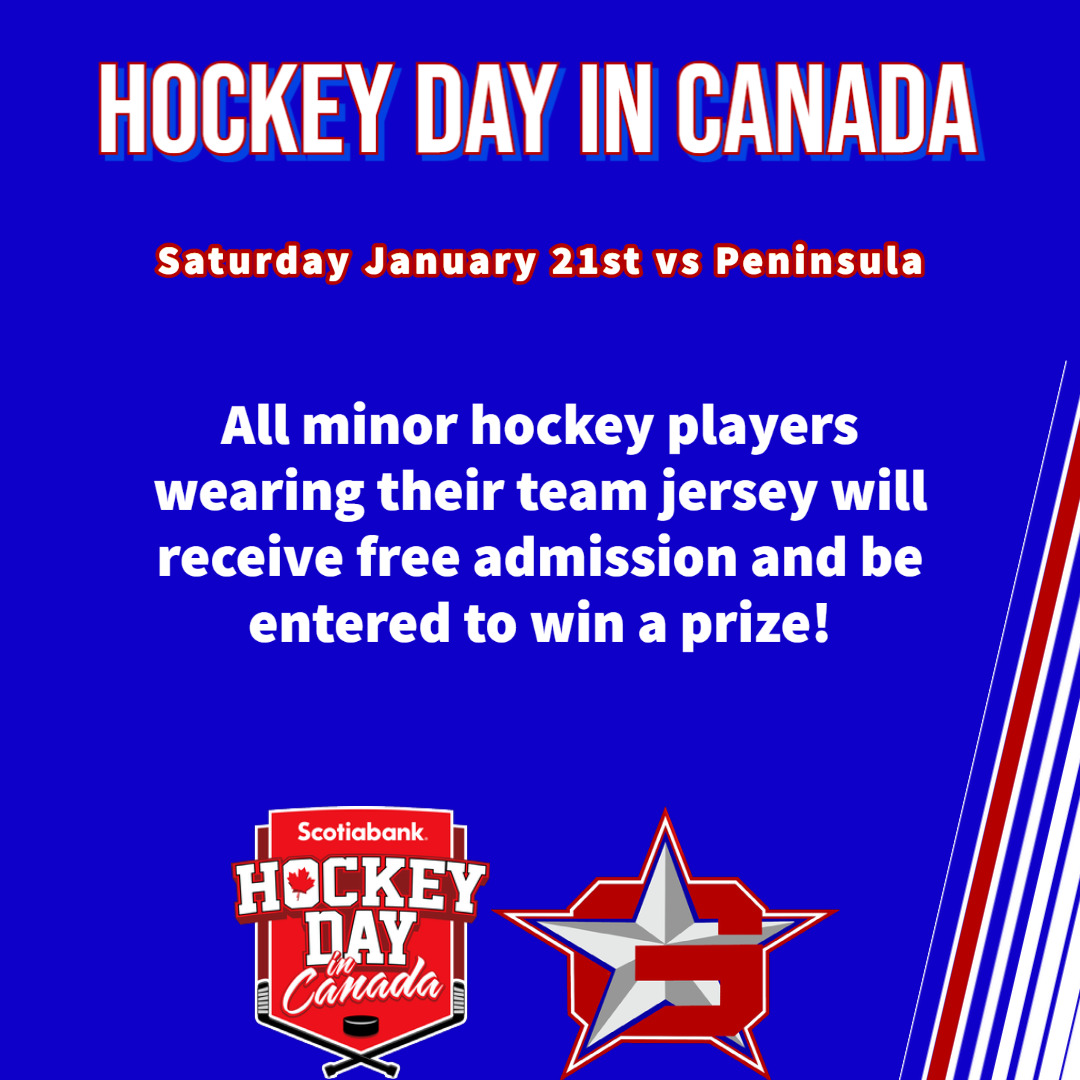 Hockey Day in Canada January 21st vs Peninsula Oceanside Generals